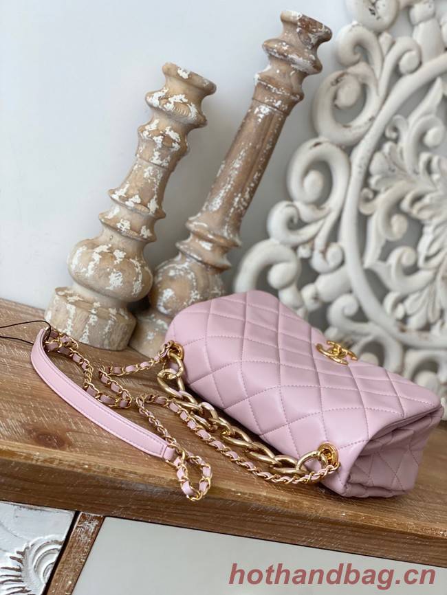 Chanel SMALL FLAP BAG Lambskin & Gold-Tone Metal AS3367 pink