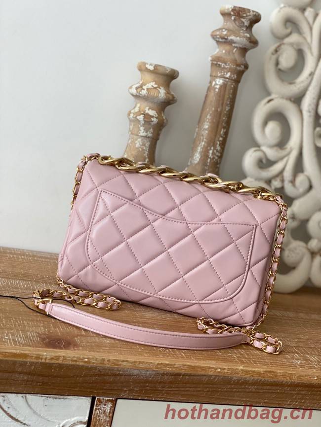 Chanel SMALL FLAP BAG Lambskin & Gold-Tone Metal AS3367 pink