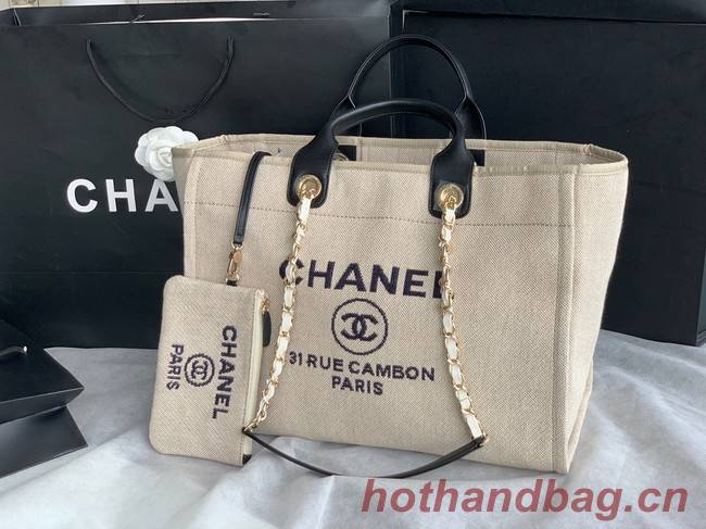 Chanel Canvas Tote Shopping Bag B66941 Beige