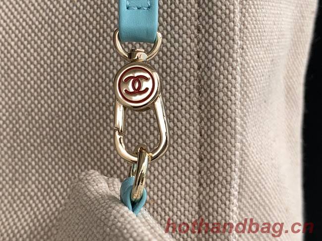 Chanel Canvas Tote Shopping Bag B66941 Beige&sky blue