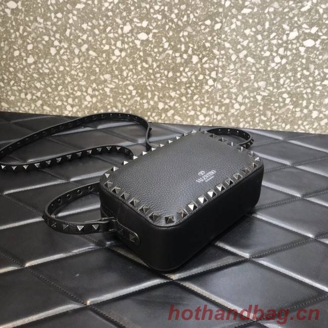 VALENTINO GARAVANI Calf leather bag 7719 black&black -Tone Metal 