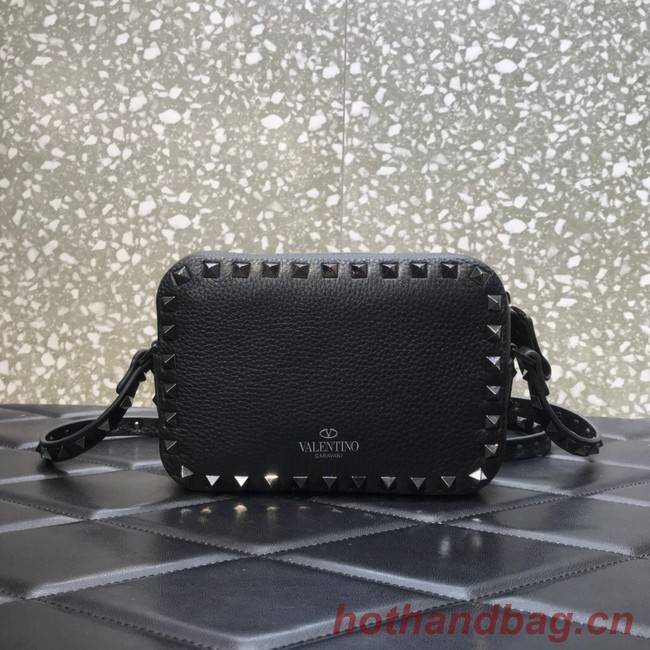 VALENTINO GARAVANI Calf leather bag 7719 black&black -Tone Metal 