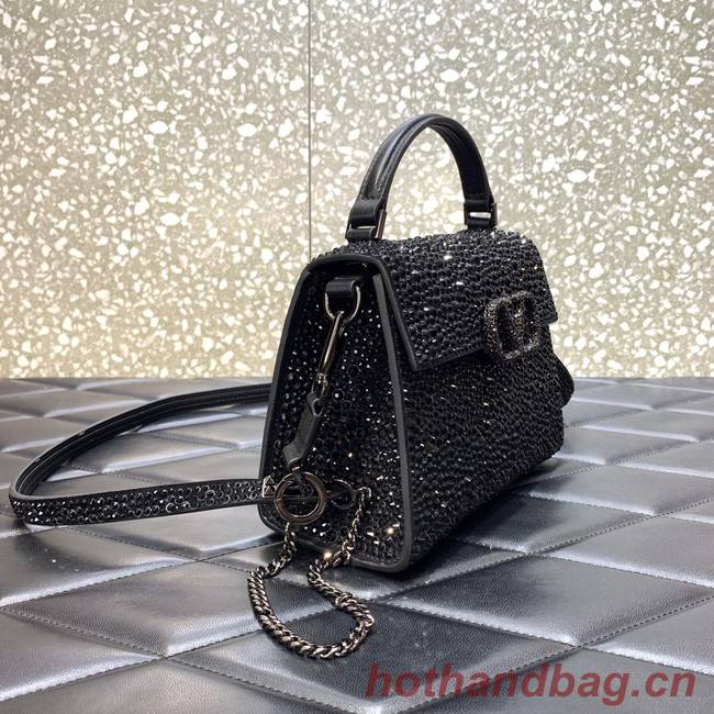 VALENTINO GARAVANI VSLING Shiny diamond Mini totebag XW2B0G9 Black