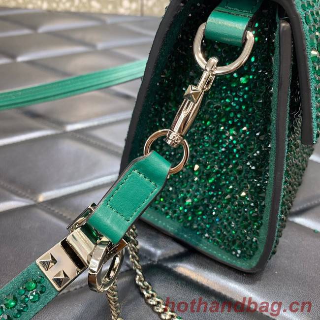 VALENTINO GARAVANI VSLING Shiny diamond Mini totebag XW2B0G9 green