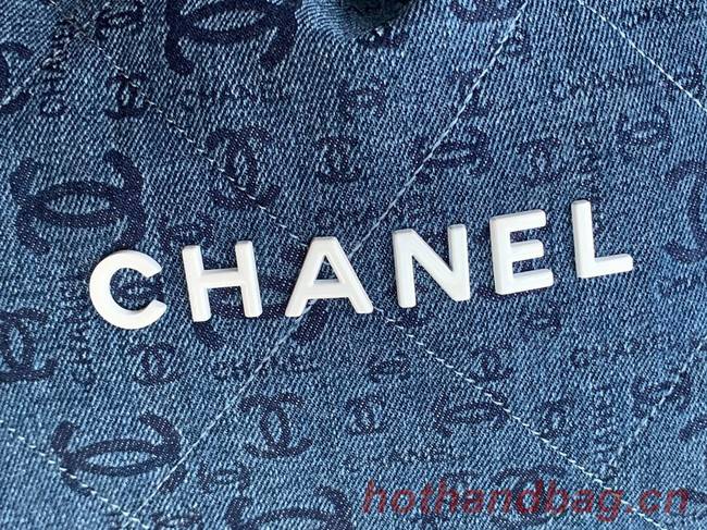 CHANEL 22 HANDBAG Denim AS3261 blue&white