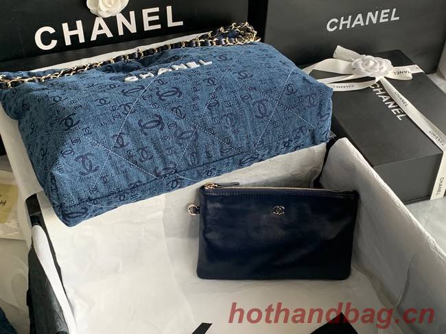 CHANEL 22 HANDBAG Denim AS3261 blue&white