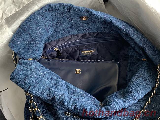 CHANEL 22 HANDBAG Denim AS3262 blue&gold