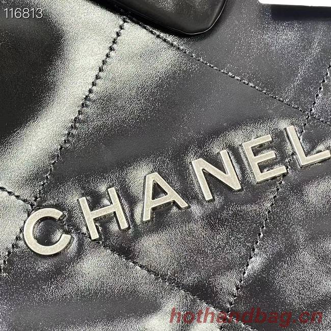 CHANEL 22 HANDBAG Shiny Calfskin & silver-Tone Metal AS3262 black