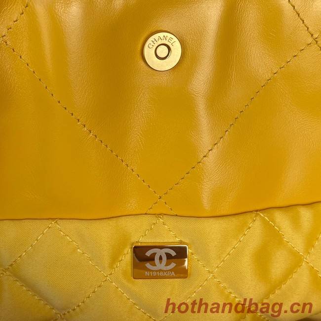 CHANEL 22 HANDBAG Shiny Calfskin & Gold-Tone Metal AS3261 yellow