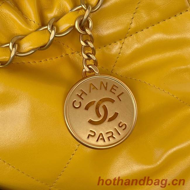 CHANEL 22 HANDBAG Shiny Calfskin & Gold-Tone Metal AS3261 yellow