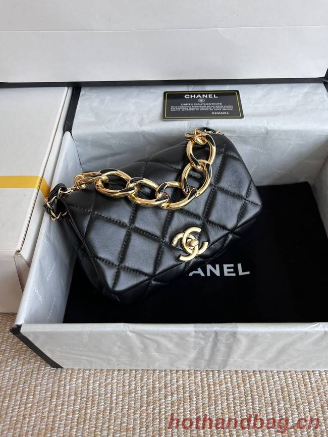 Chanel FLAP BAG Lambskin & Gold-Tone Metal AS3375 black