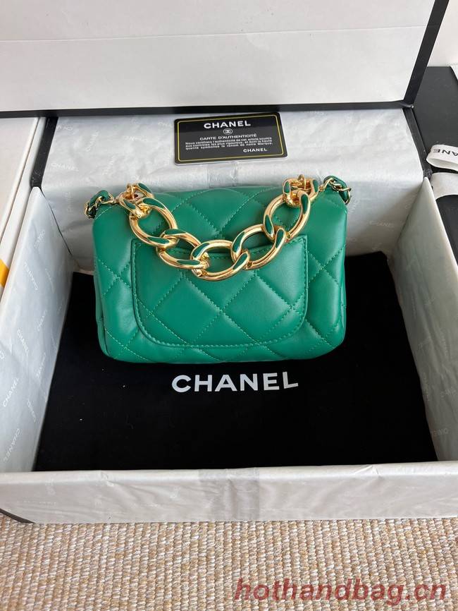 Chanel FLAP BAG Lambskin & Gold-Tone Metal AS3375 green