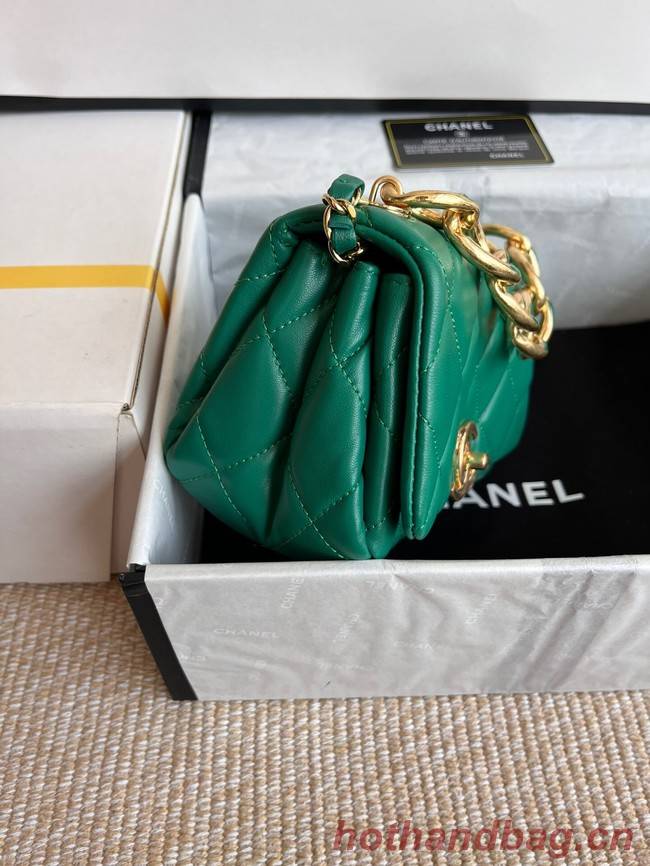 Chanel FLAP BAG Lambskin & Gold-Tone Metal AS3375 green