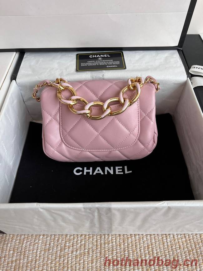 Chanel FLAP BAG Lambskin & Gold-Tone Metal AS3375 pink