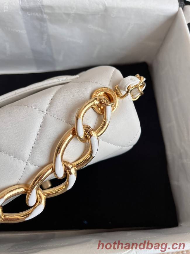 Chanel FLAP BAG Lambskin & Gold-Tone Metal AS3375 white