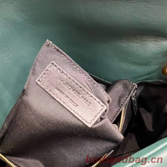 Yves Saint Laurent LOULOU PUFFER MEDIUM BAG IN QUILTED CRINKLED MATTE LEATHER Y577475 blackish green