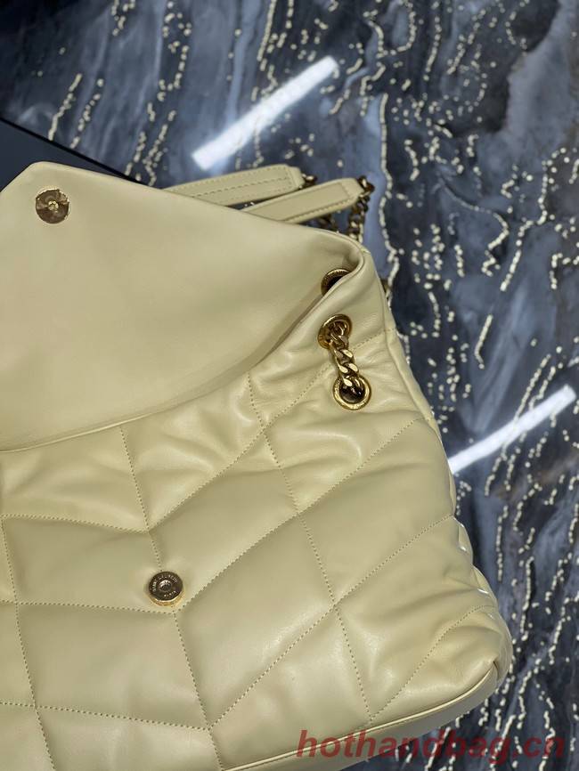 Yves Saint Laurent LOULOU PUFFER MEDIUM BAG IN QUILTED CRINKLED MATTE LEATHER Y577475 yellow