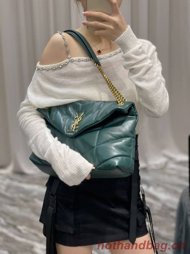 Yves Saint Laurent PUFFER SMALL CHAIN BAG IN QUILTED LAMBSKIN 5774761 blackish green