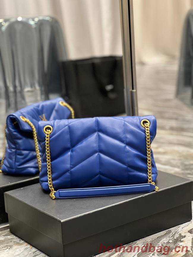 Yves Saint Laurent PUFFER SMALL CHAIN BAG IN QUILTED LAMBSKIN 5774761 blue