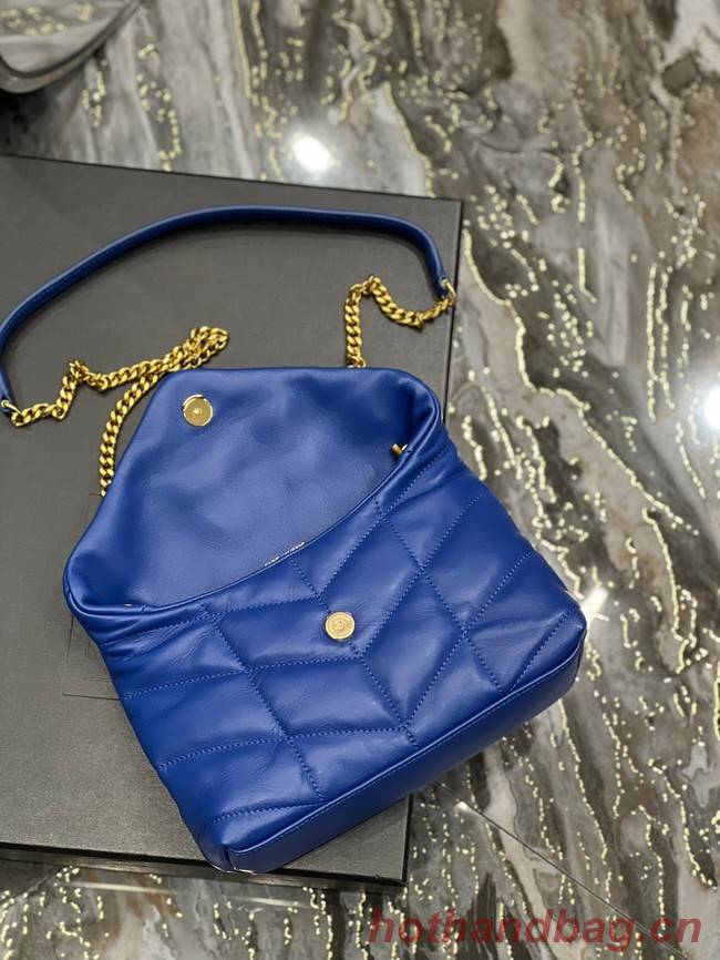 Yves Saint Laurent PUFFER SMALL CHAIN BAG IN QUILTED LAMBSKIN 620333 blue