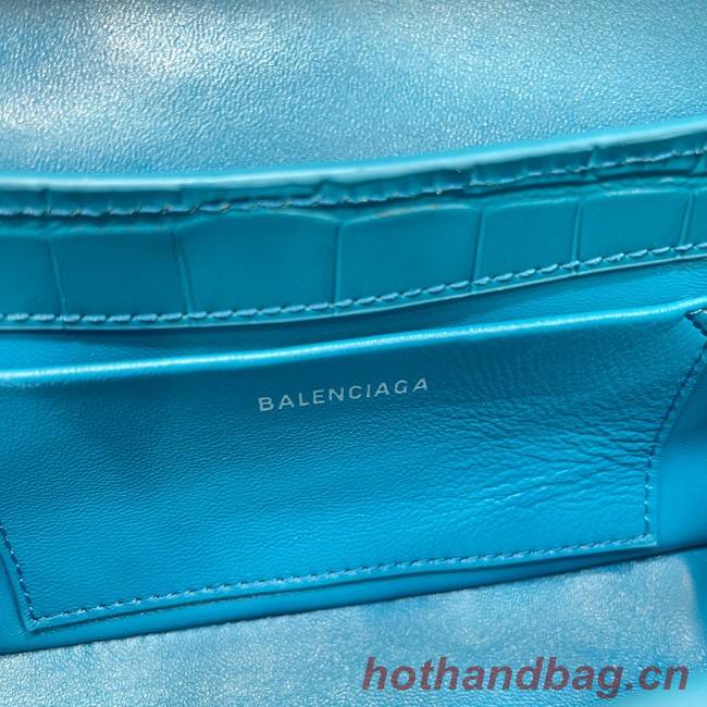 Balenciaga LINDSAY CROCODILE EMBOSSED SMALL SHOULDER BAG WITH STRAP 6009 blue