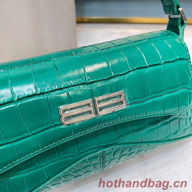 Balenciaga LINDSAY CROCODILE EMBOSSED SMALL SHOULDER BAG WITH STRAP 6009 green