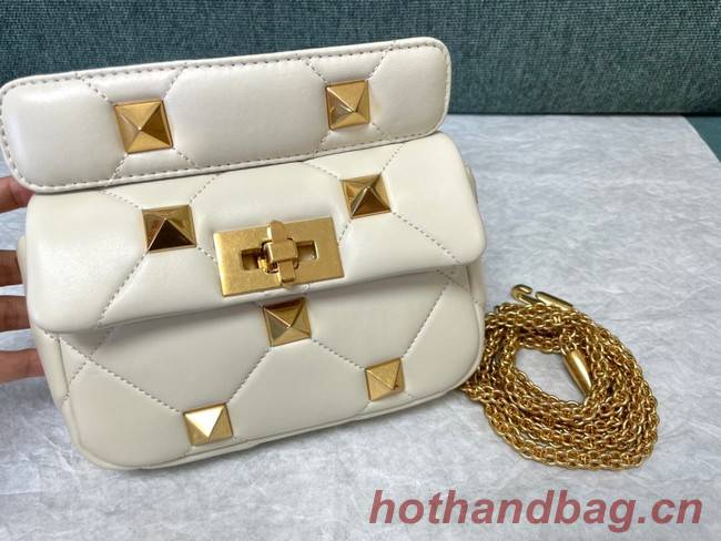 VALENTINO GARAVANI ROMAN STUD Small sheepskin bag 1W2B0L04 white