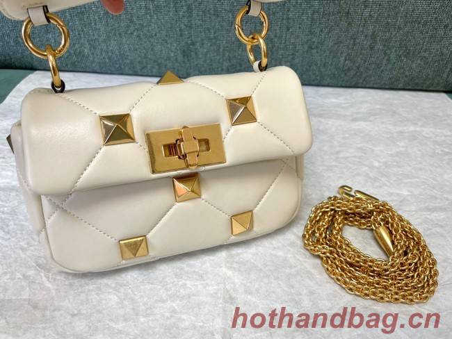 VALENTINO GARAVANI ROMAN STUD Small sheepskin bag 1W2B0L04 white