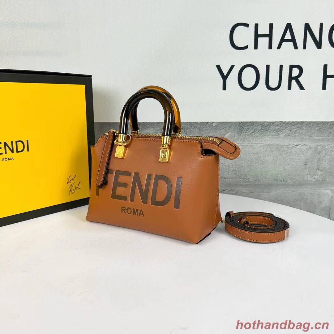 Fendi By The Way Mini Small leather Boston bag 8BS067A brown