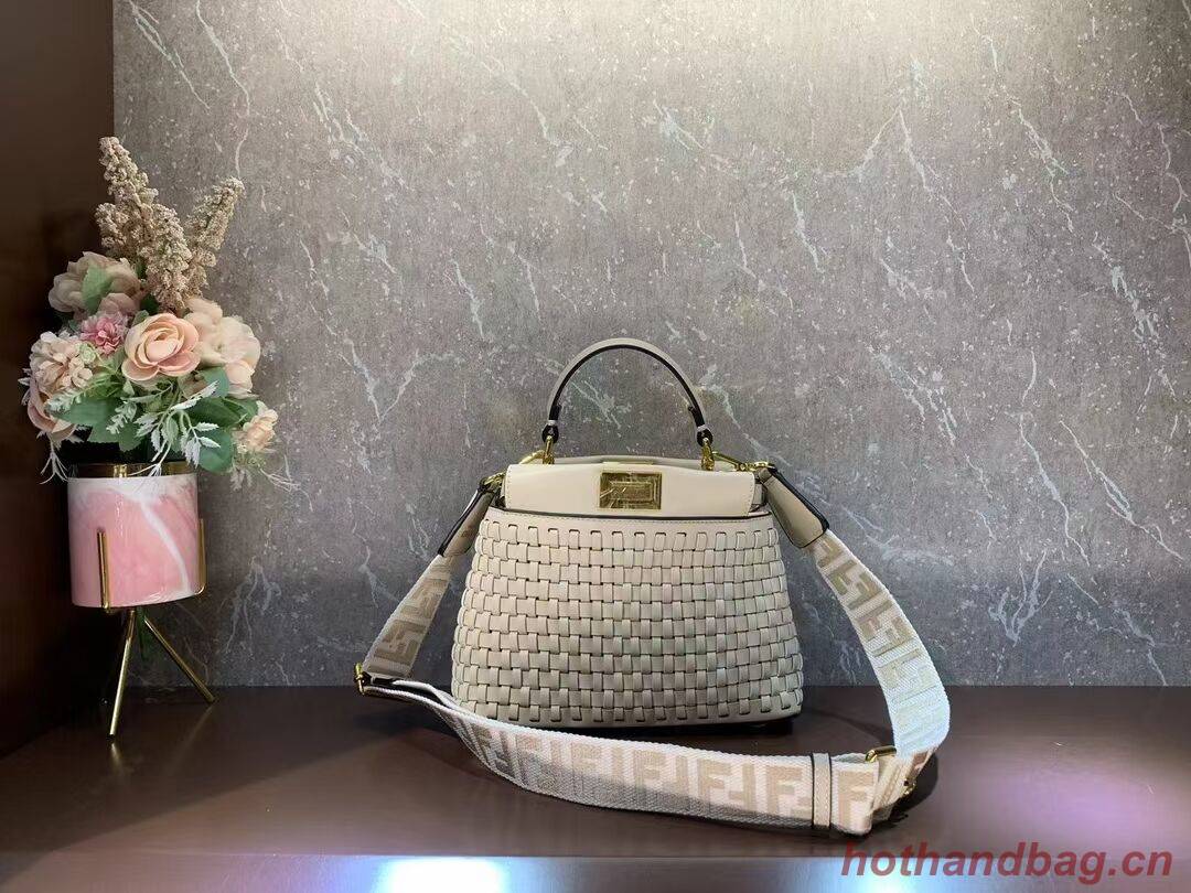 Fendi Peekaboo Mini braided leather bag 8BN244A Beige