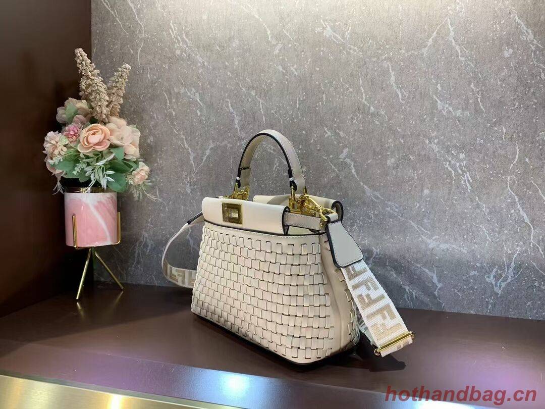 Fendi Peekaboo Mini braided leather bag 8BN244A Beige