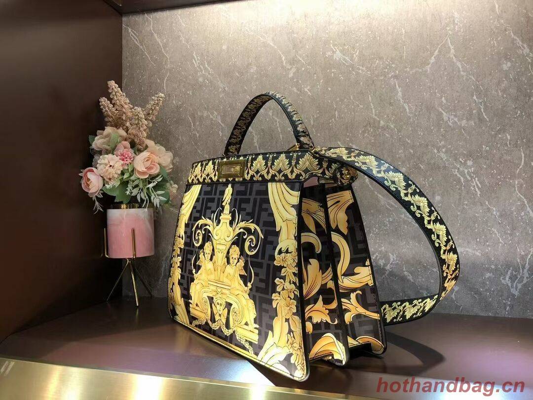 Fendi Peekaboo printed silk bag bag F1951 black