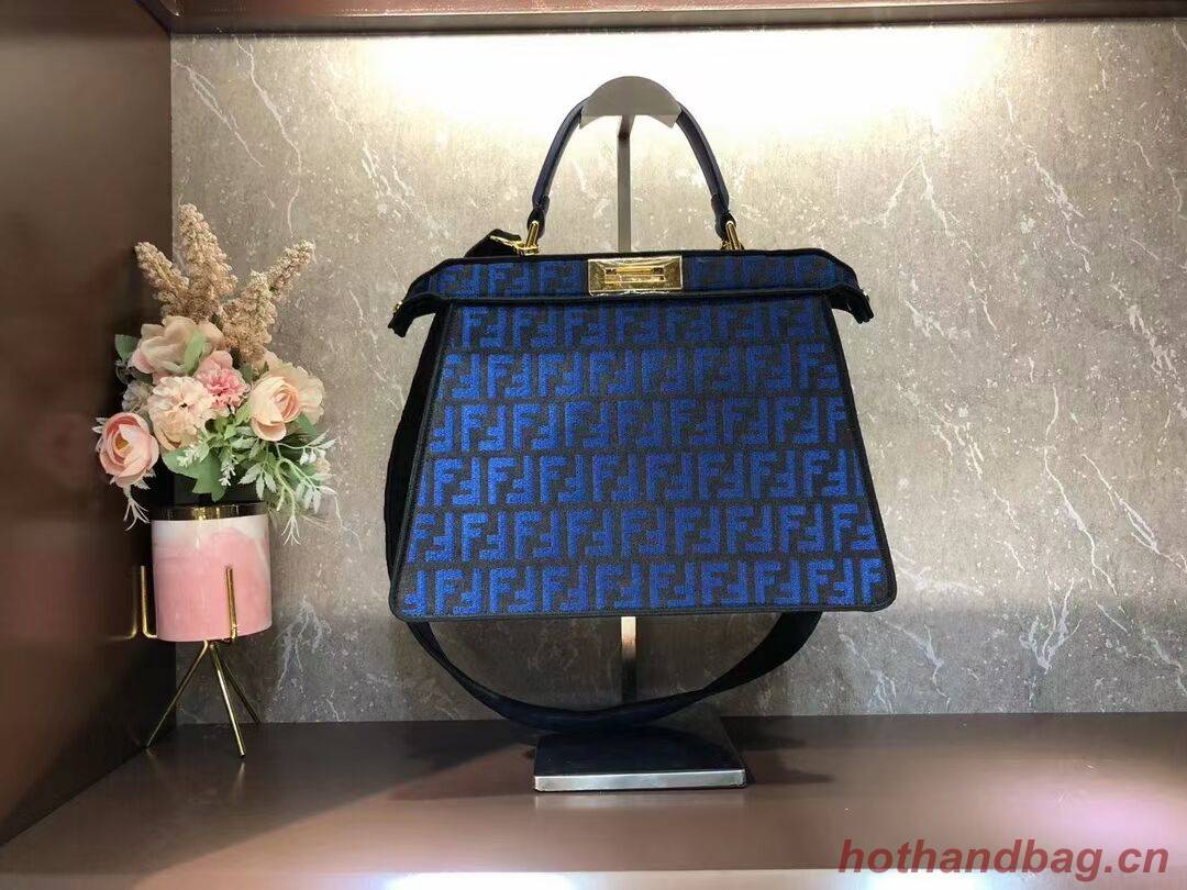 Fendi Peekaboo ISeeU FF tapestry fabric bag F1982 blue