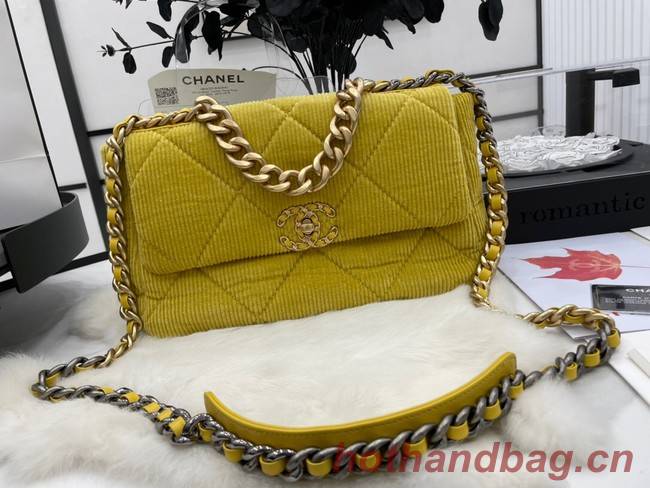 CHANEL 19 HANDBAG Corduroy AS1160 Green