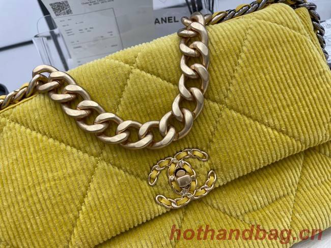 CHANEL 19 HANDBAG Corduroy AS1160 Green