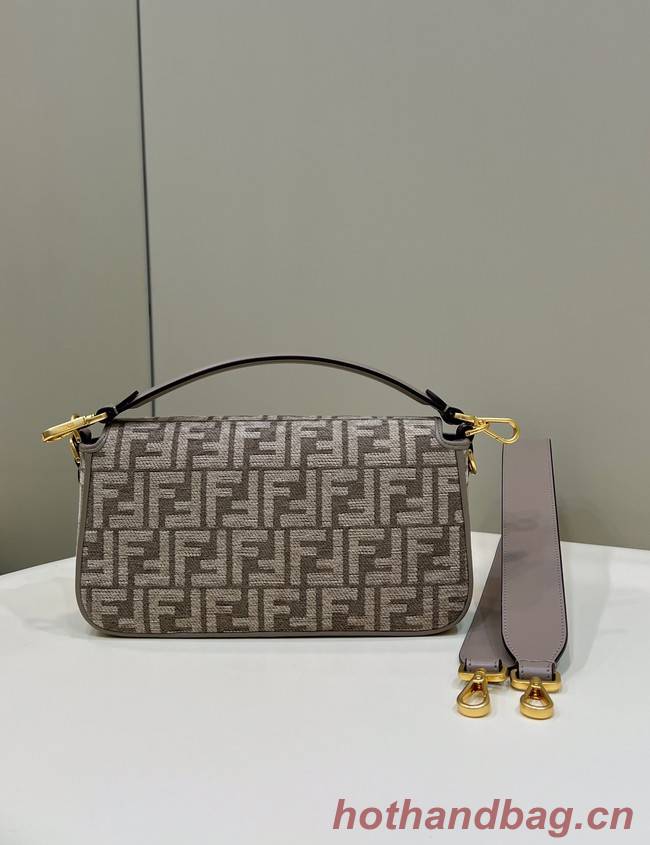 Fendi Baguette Dove gray FF tapestry fabric bag 8BS010A