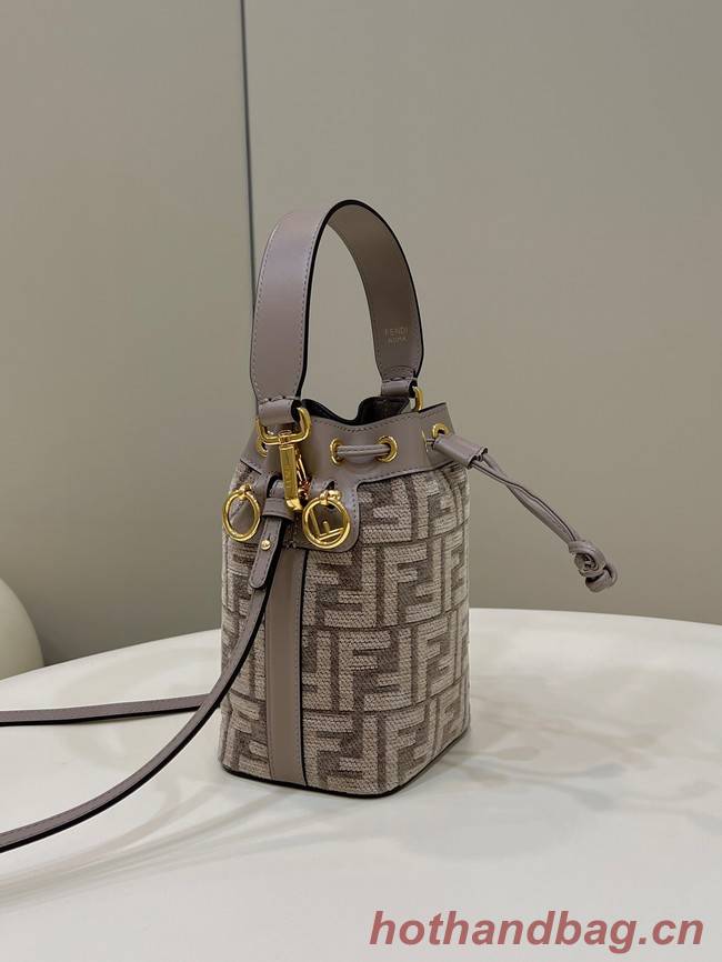 Fendi Mon Tresor Dove gray tapestry fabric mini-bag 8BS010A