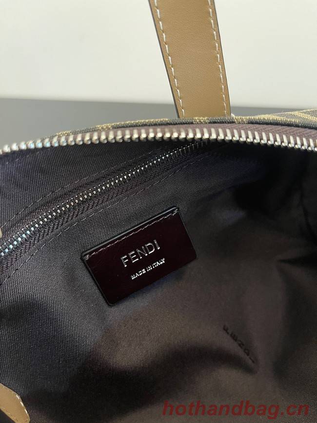 Fendi Small Boston bag in dove gray tapestry fabric 8BS5567A