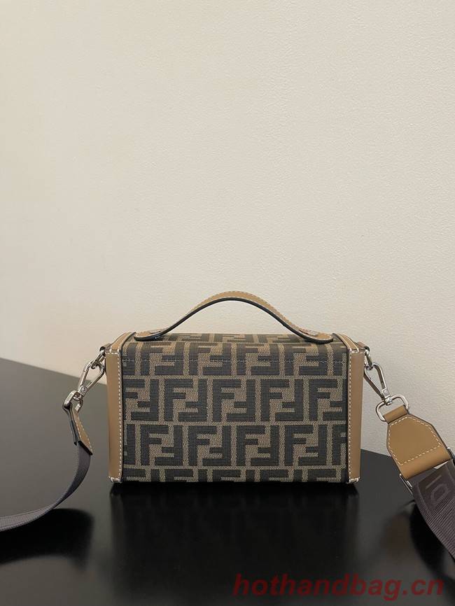 Fendi Small Boston bag in dove gray tapestry fabric 8BS5568A