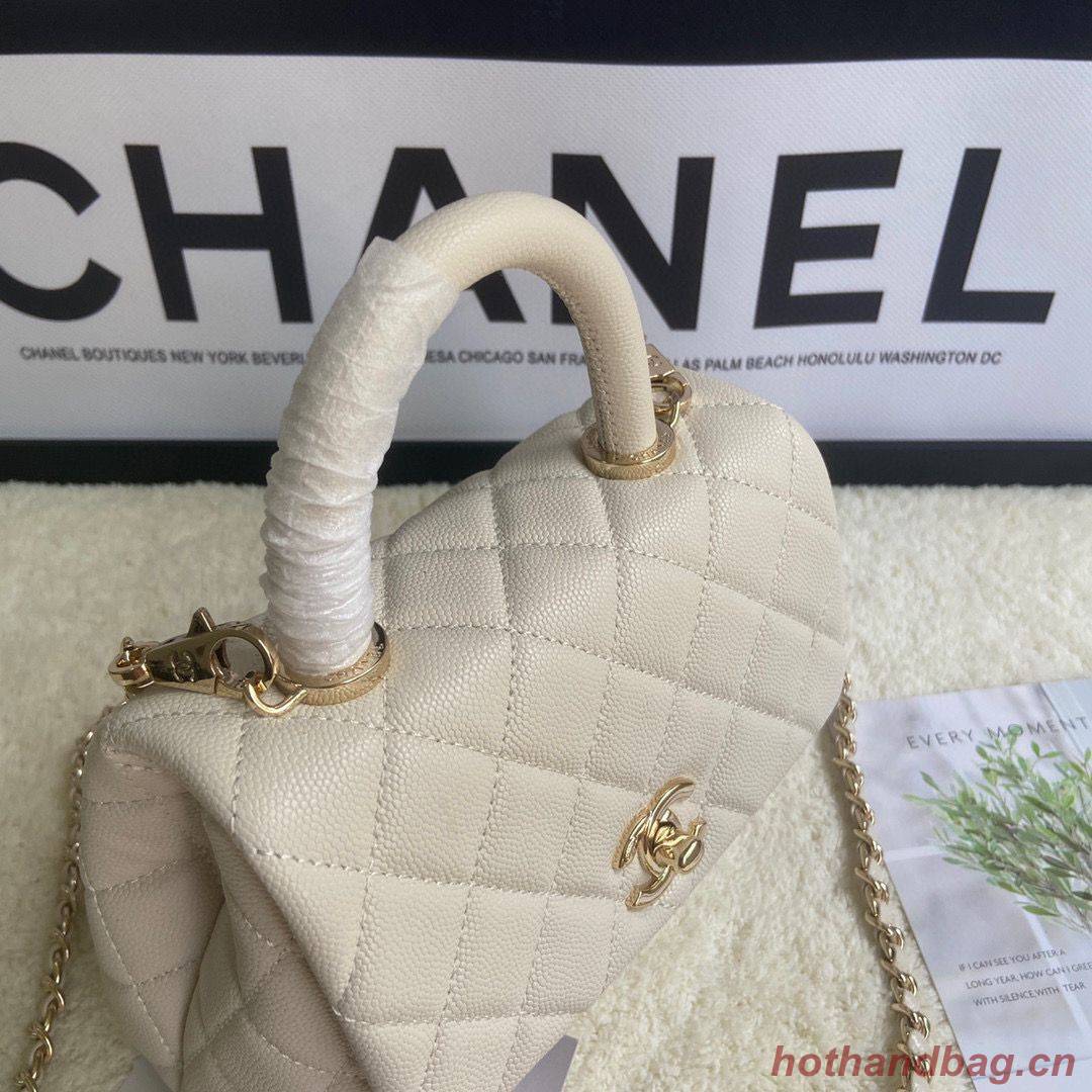 chanel mini flap bag with top handle AS2215 cream