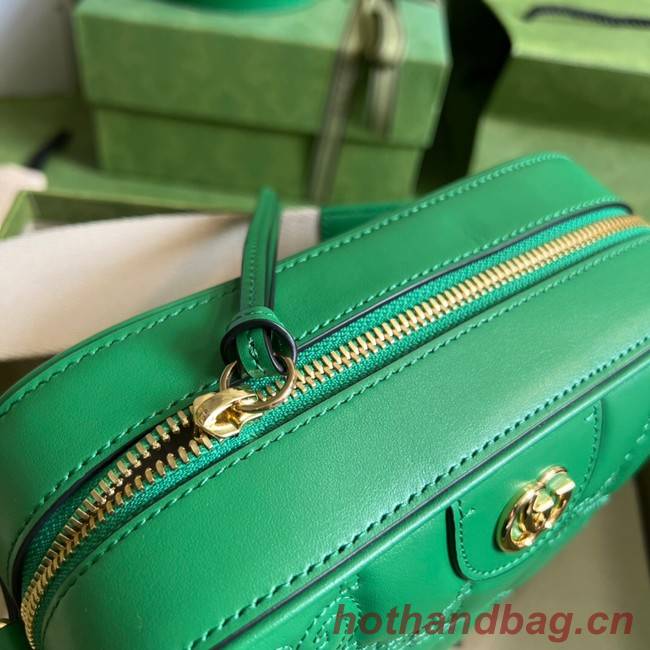 Gucci GG Matelasse leather shoulder bag 702234 Bright green