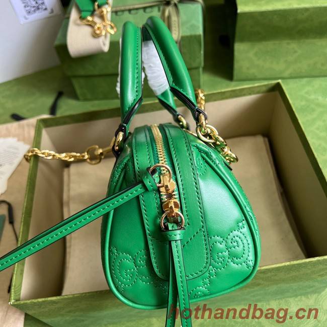 Gucci GG Matelasse leather top handle bag 702251 Bright green