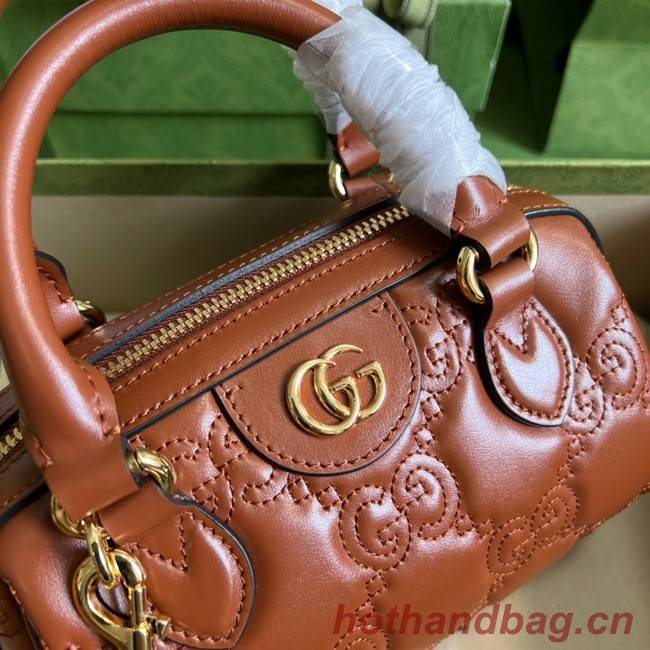 Gucci GG Matelasse leather top handle bag 702251 Light brown