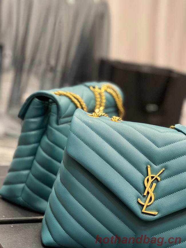 SAINT LAURENT LOULOU CHAIN BAG IN QUILTED Y LEATHER 487216 Lake blue