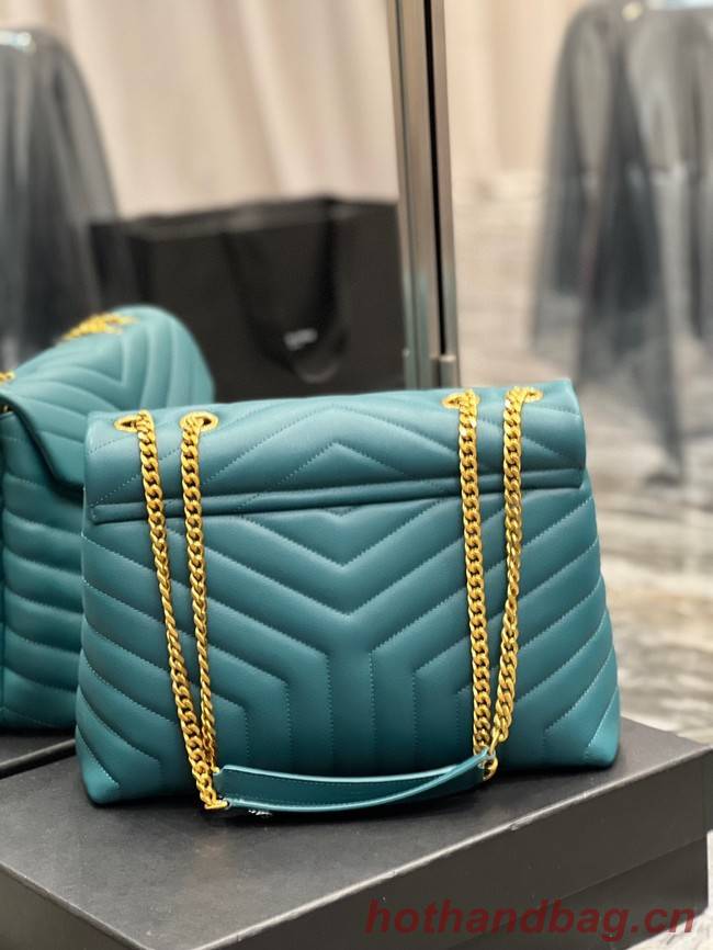 SAINT LAURENT LOULOU CHAIN BAG IN QUILTED Y LEATHER 487216 Lake blue