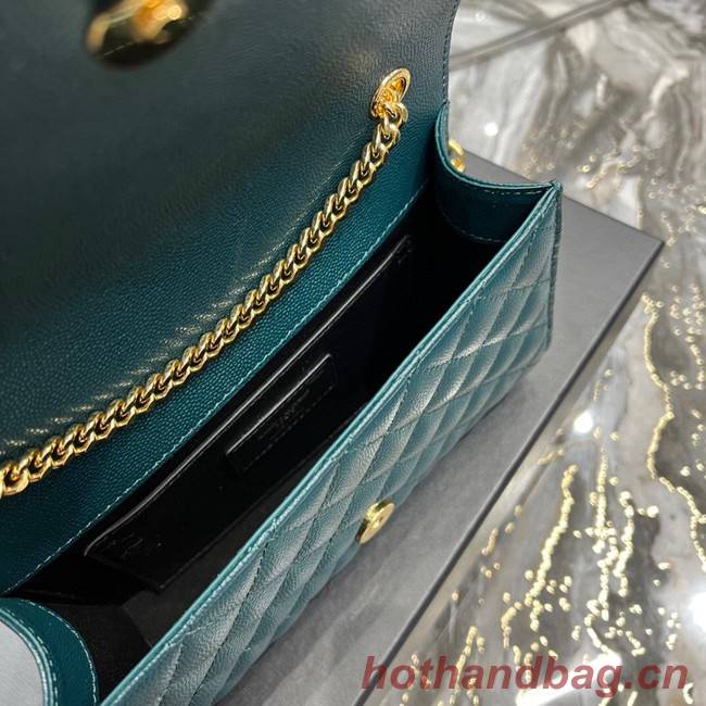 SAINT LAURENT MONOGRAM CHAIN WALLET IN MIX MATELASSE GRAIN DE POUDRE EMBOSSED LEATHER 620280 GREEN