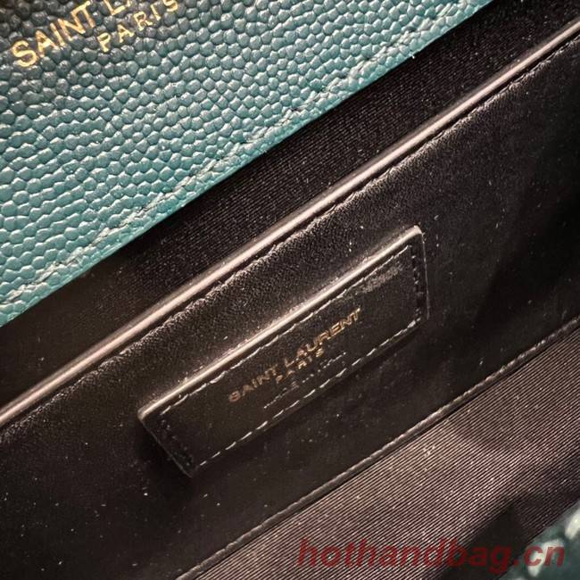 SAINT LAURENT MONOGRAM CHAIN WALLET IN MIX MATELASSE GRAIN DE POUDRE EMBOSSED LEATHER 620280 GREEN