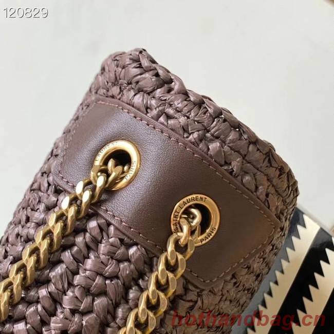 SAINT LAURENT NIKI MEDIUM CHAIN BAG IN RAFFIA 498894 BROWN