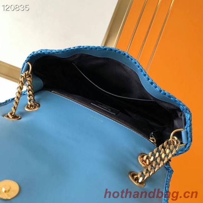 SAINT LAURENT NIKI MEDIUM CHAIN BAG IN RAFFIA 498894 Blue