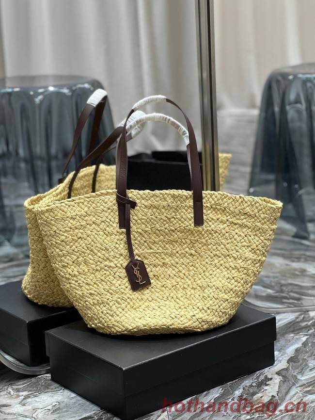 SAINT LAURENT PANIER MEDIUM BAG IN RAFFIA 693242 IVORY